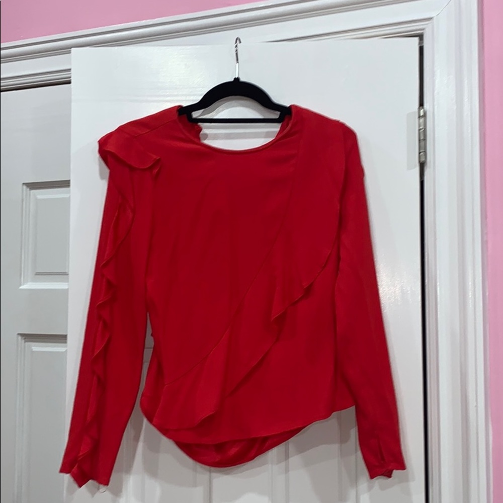 Red ruffled Zara blouse